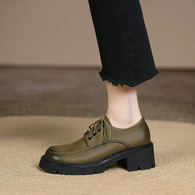 Cali Military Green Platform Oxford Heels