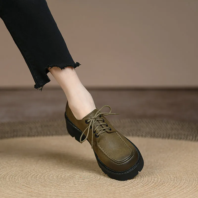 Cali Military Green Platform Oxford Heels