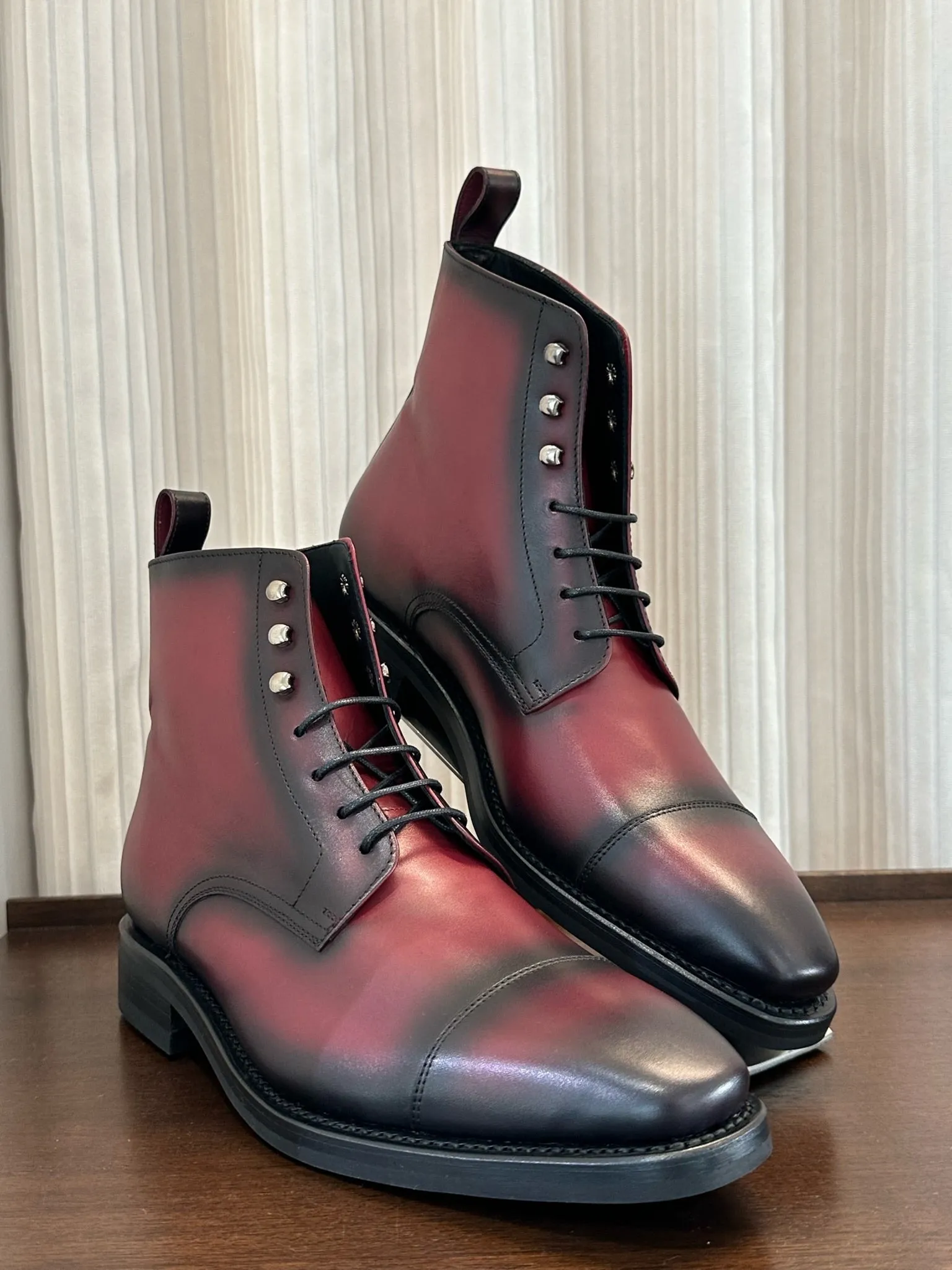 Cap Toe Jumper Boot • Burgundy with Burnishing