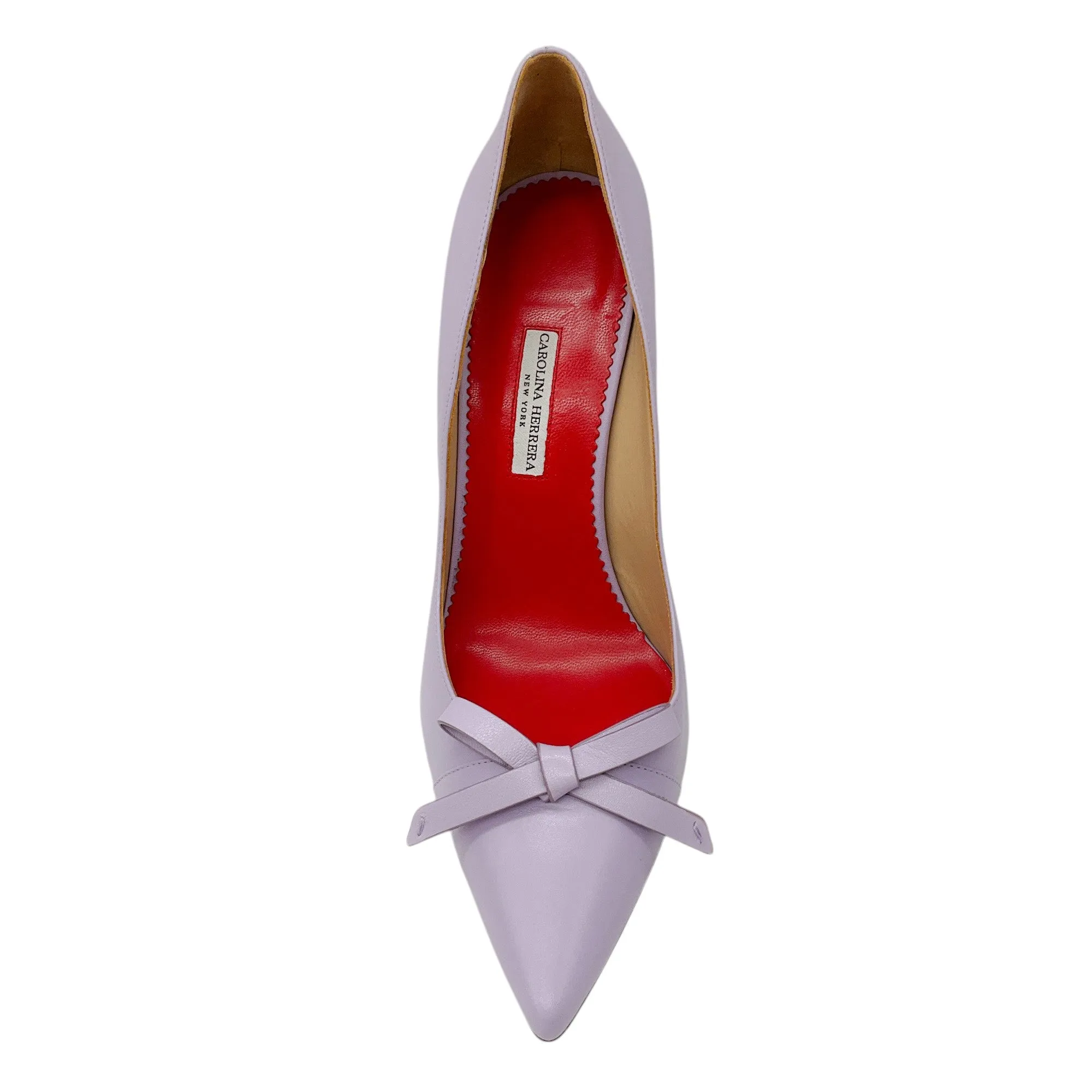 Carolina Herrera Lavender Bow Detail Leather Pumps
