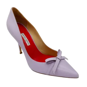 Carolina Herrera Lavender Bow Detail Leather Pumps
