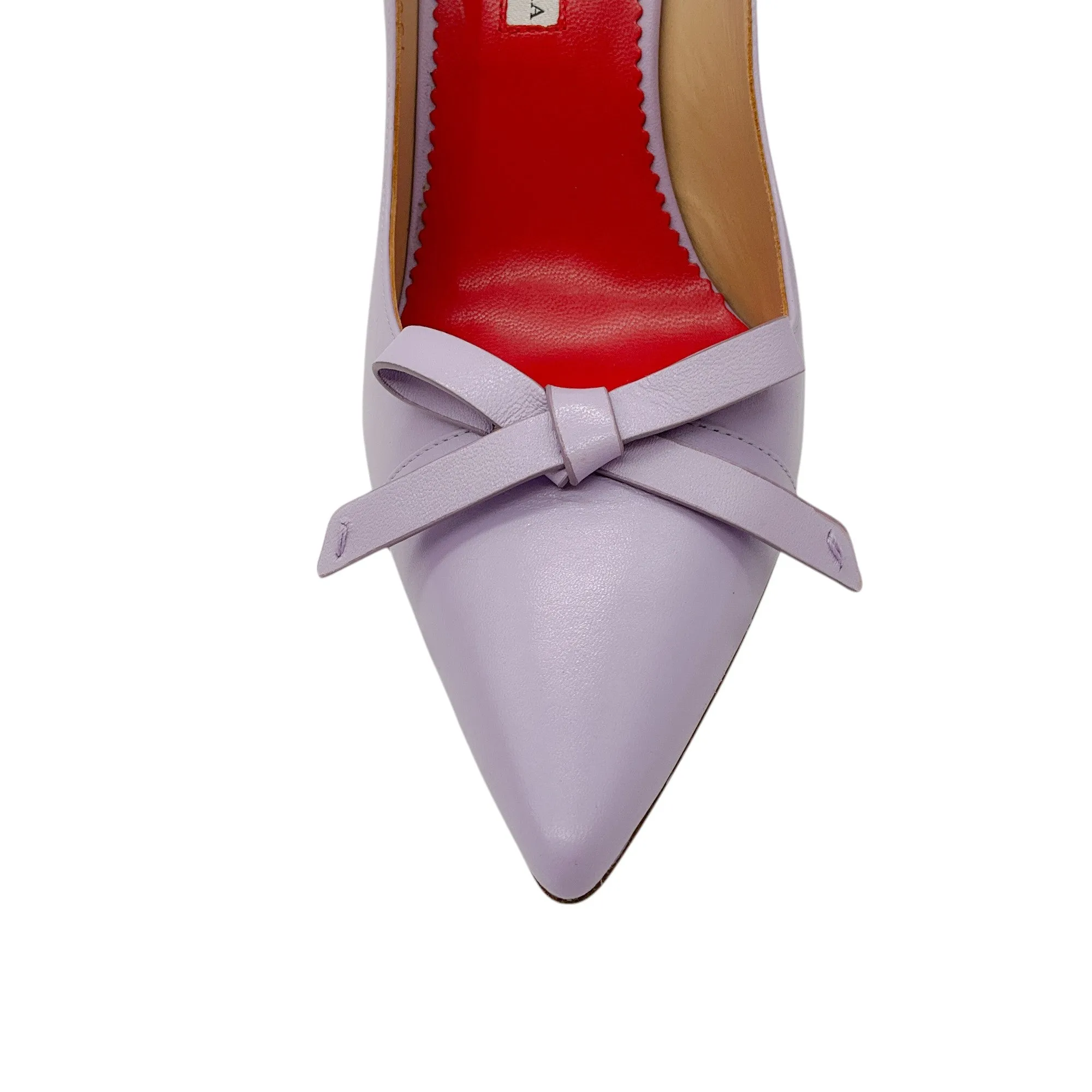 Carolina Herrera Lavender Bow Detail Leather Pumps