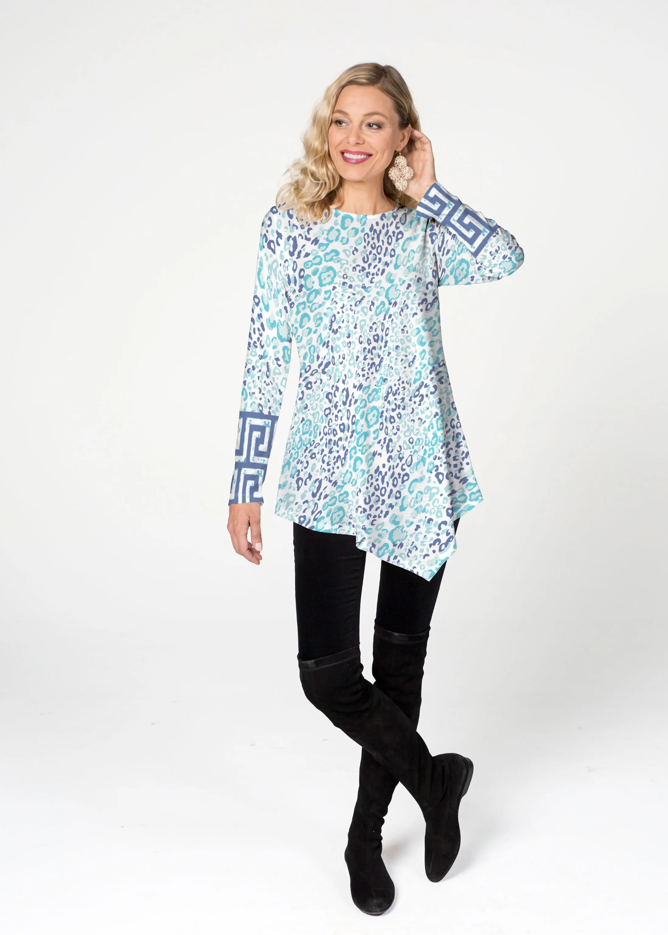Cat Blue (7755) ~ Asymmetrical French Terry Tunic