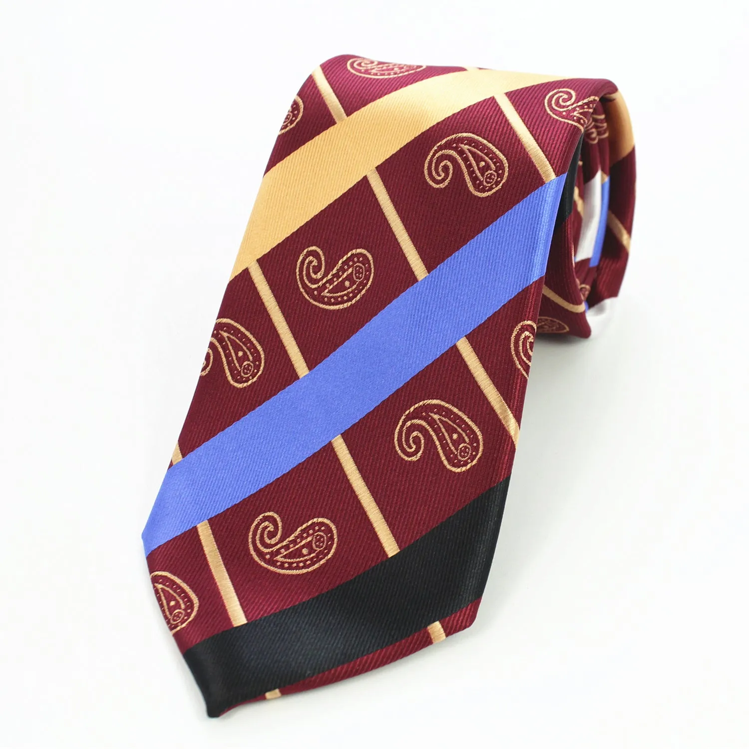 Celino Burgandy Paisley 100% Woven Silk Tie for Men Necktie Premium Turkey Made