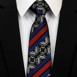 Celino Men's Neck Tie Premium European Made with Gift Box[Blue Red Floral]