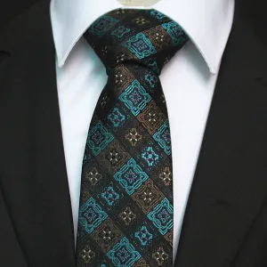 Celino Men's Neck Tie Premium European Made with Gift Box[Turqouise Brown Floral]