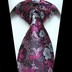 Celino Purple Pink Floral 100% Woven Silk Men's Tie Necktie Premium Turkey Made