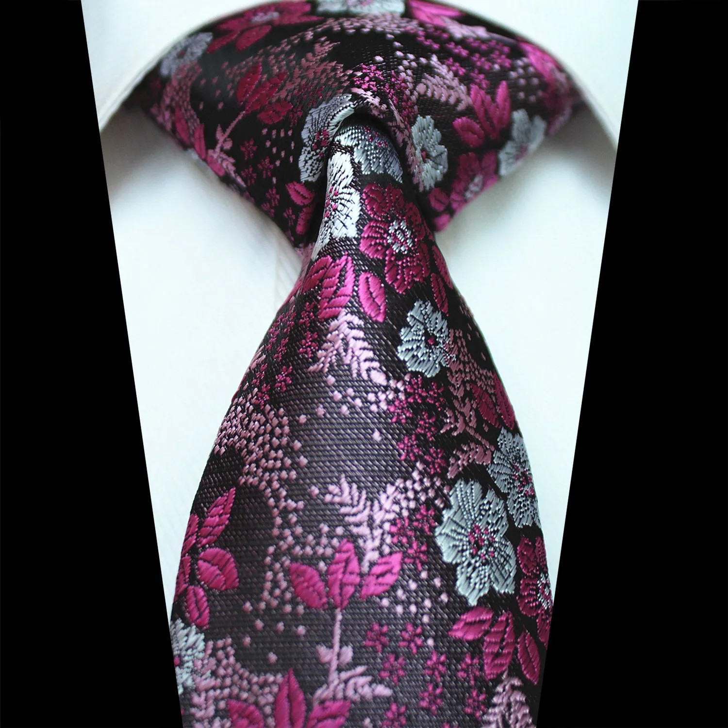 Celino Purple Pink Floral 100% Woven Silk Men's Tie Necktie Premium Turkey Made