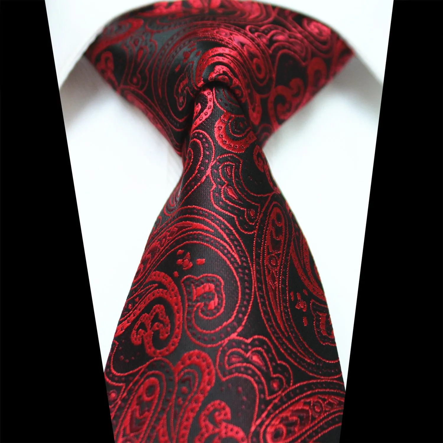 Celino Red Black Paisley 100% Woven Silk Men's Tie Necktie Premium Turkey Made