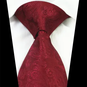 Celino Solid Burgandy Paisley 100% Woven Silk Men's Tie Necktie Turkey Made