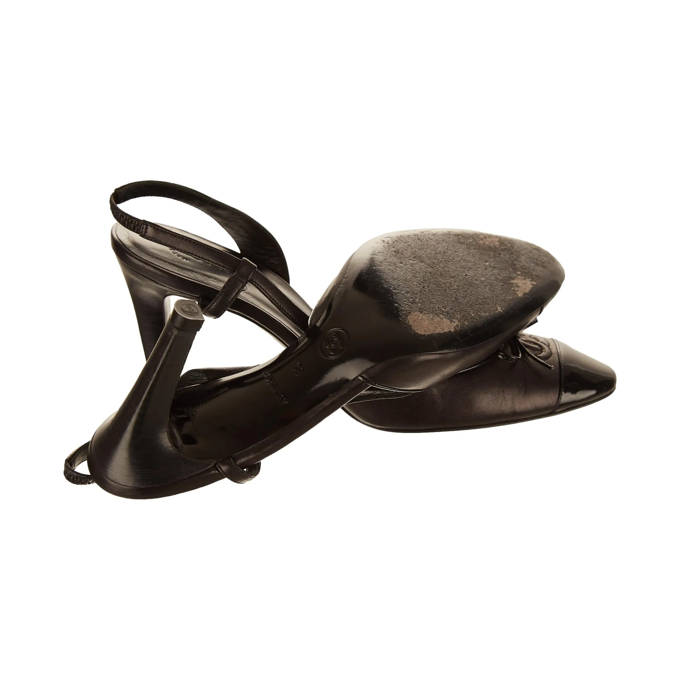 Chanel Black Logo Bow Heels