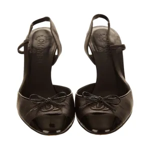 Chanel Black Logo Bow Heels