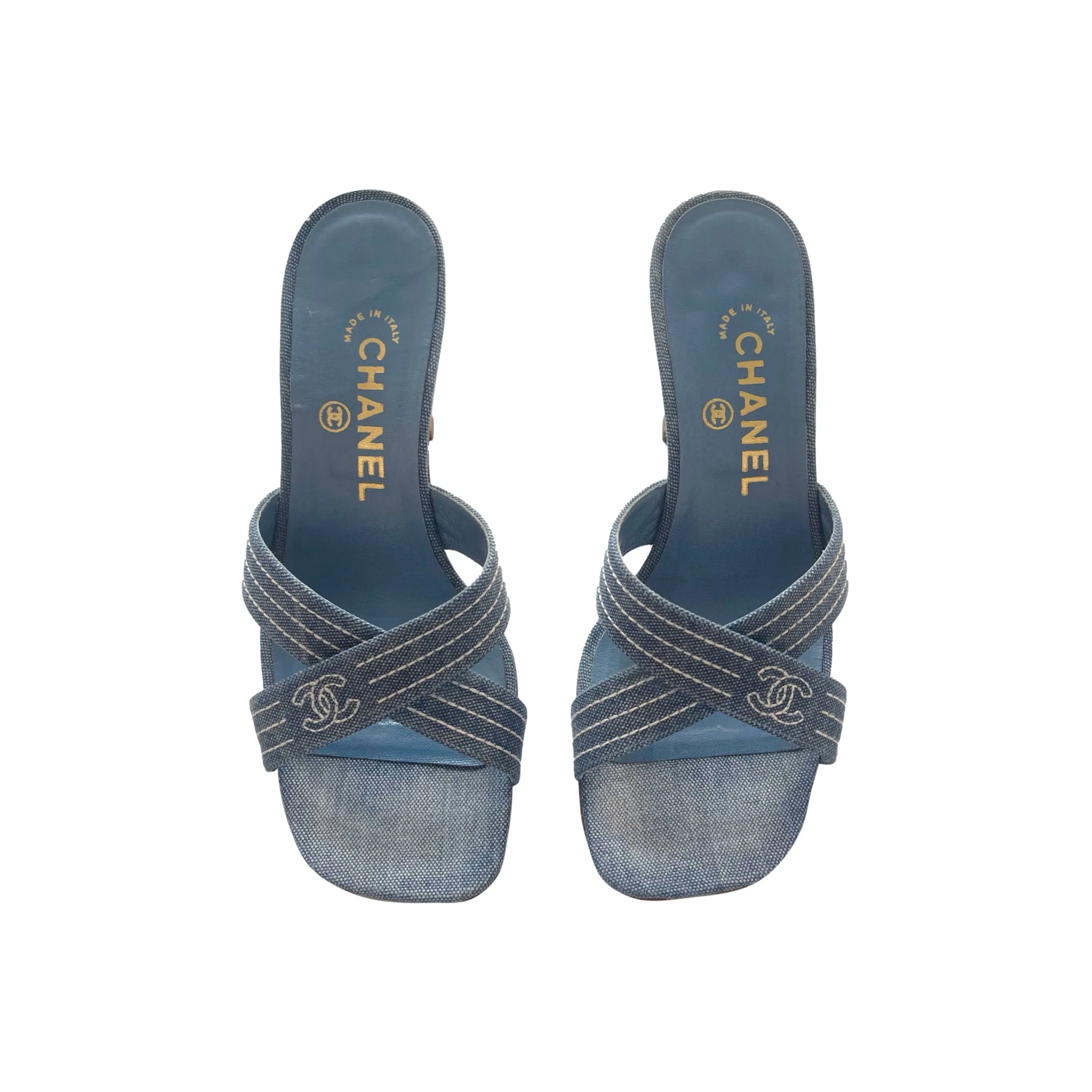 Chanel Denim Logo Heels