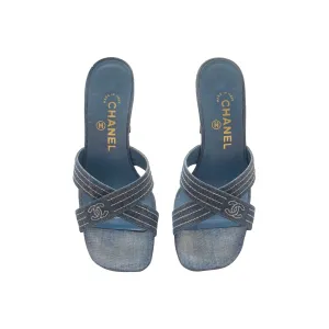 Chanel Denim Logo Heels
