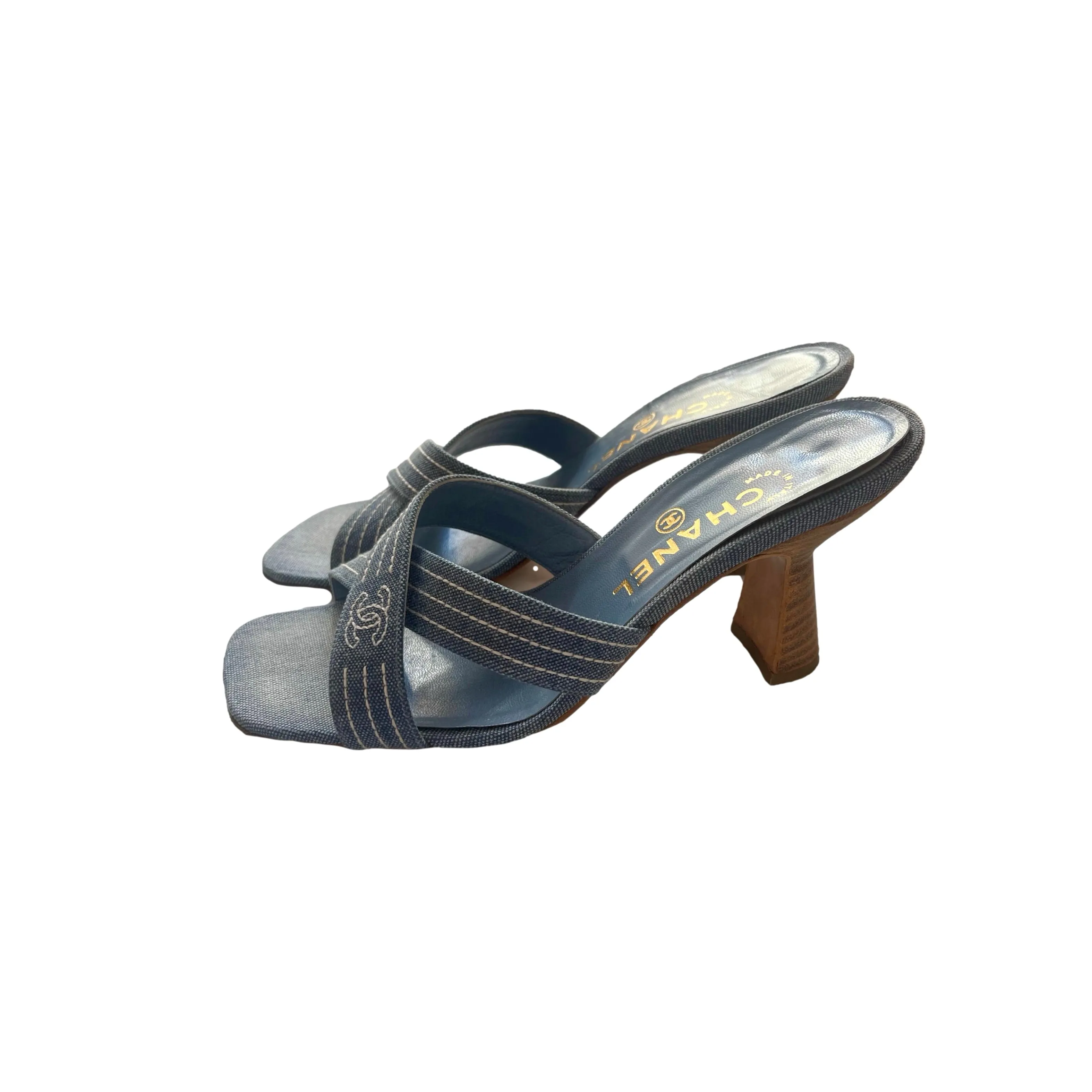 Chanel Denim Logo Heels