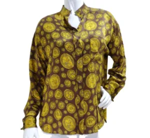 Chanel Vintage Coin Print Silk Blouse