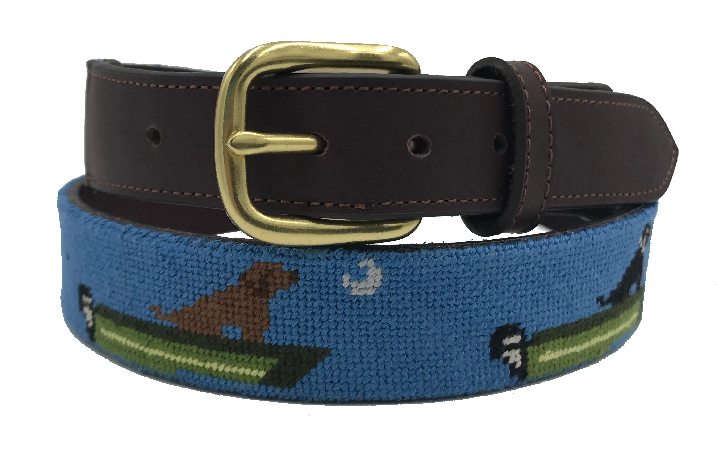 Charleston Belt Boat Dog Labrador Retriever Hand-stitched Needlepoint Belt - Kids