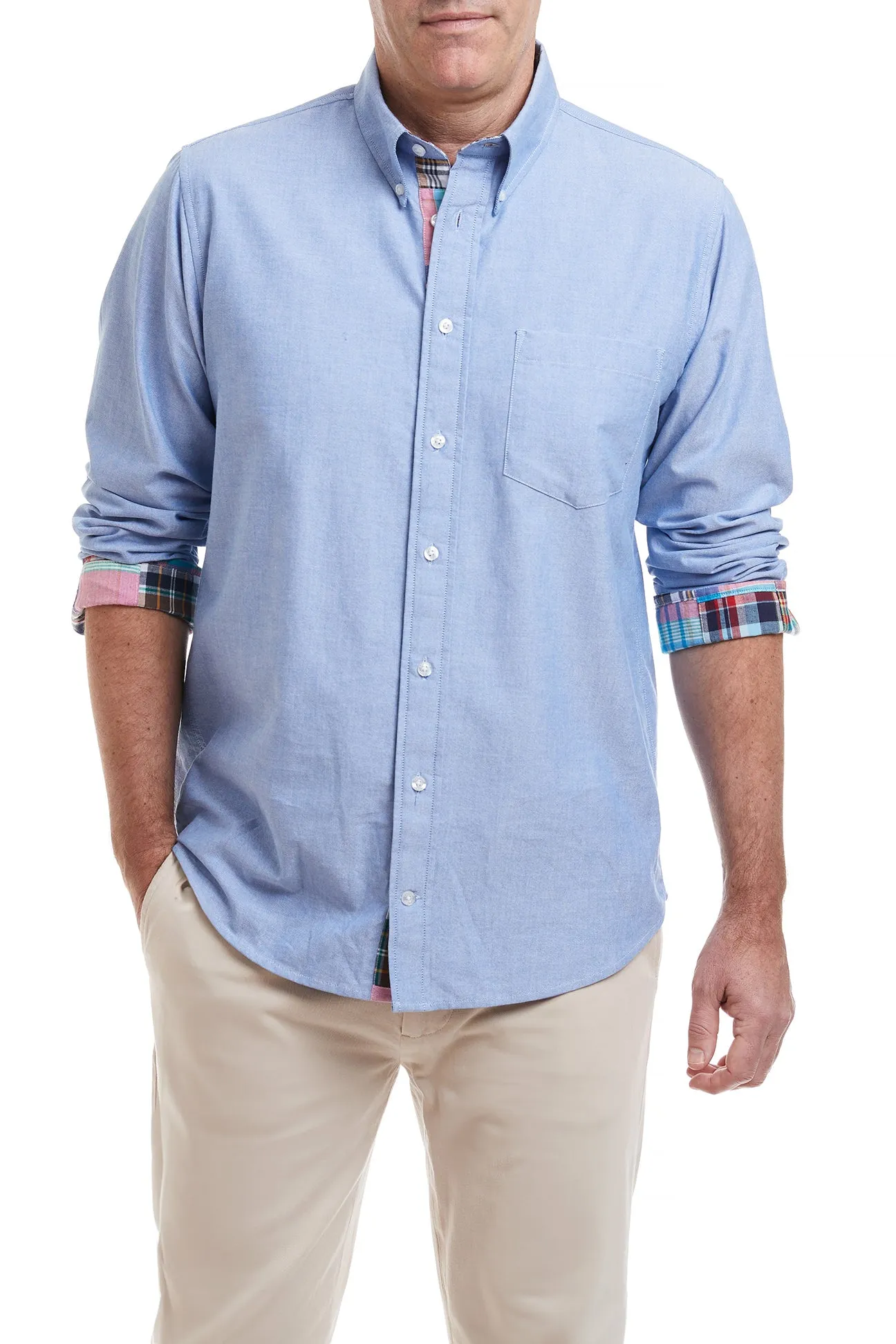 Chase Shirt Blue Oxford with Weston Patch Madras Trim