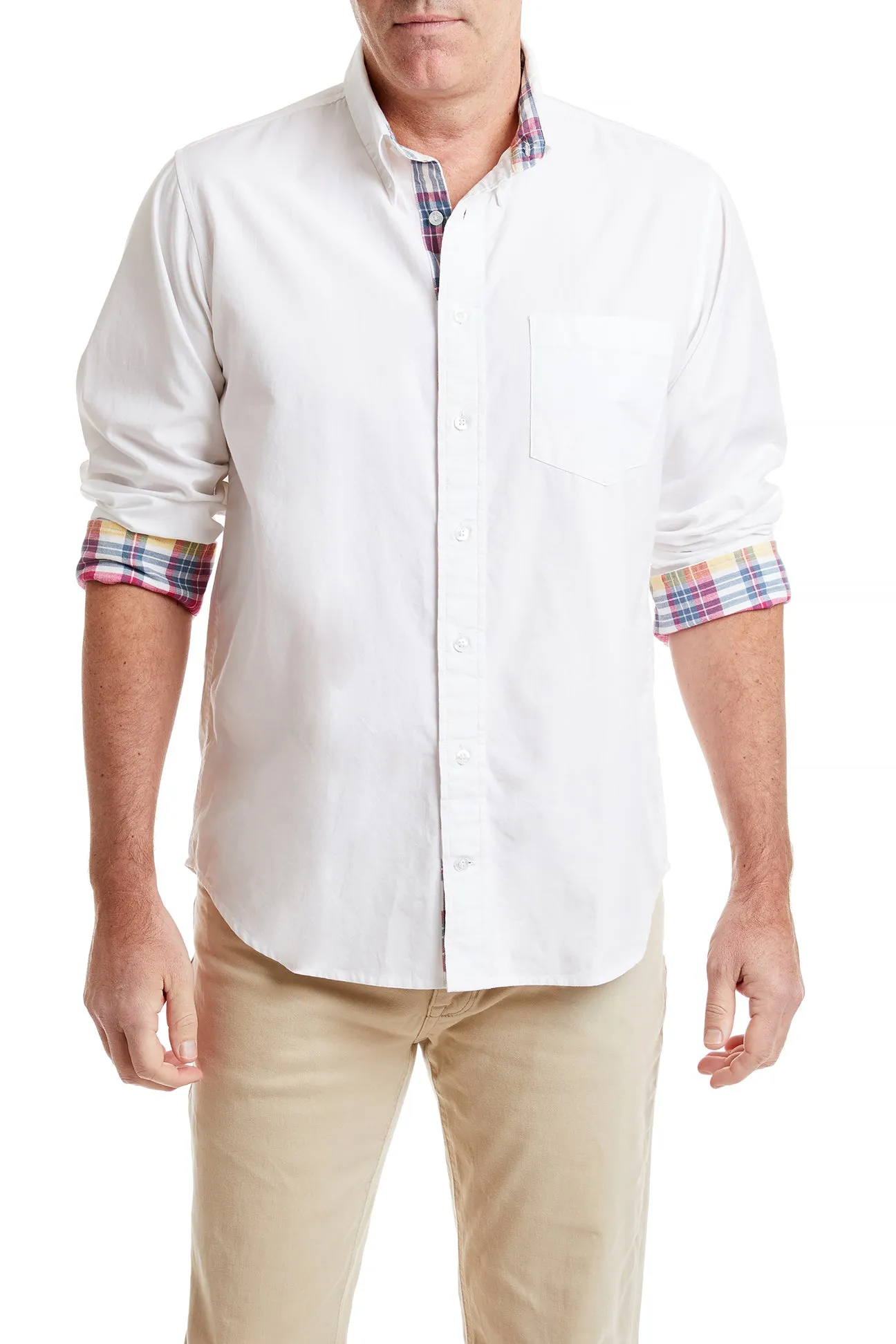 Chase Shirt White Oxford with Lighthouse Madras Trim