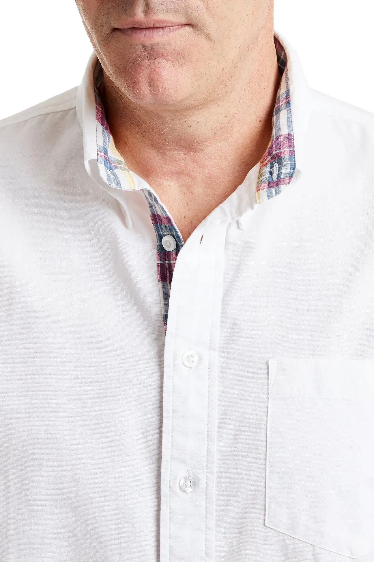 Chase Shirt White Oxford with Lighthouse Madras Trim