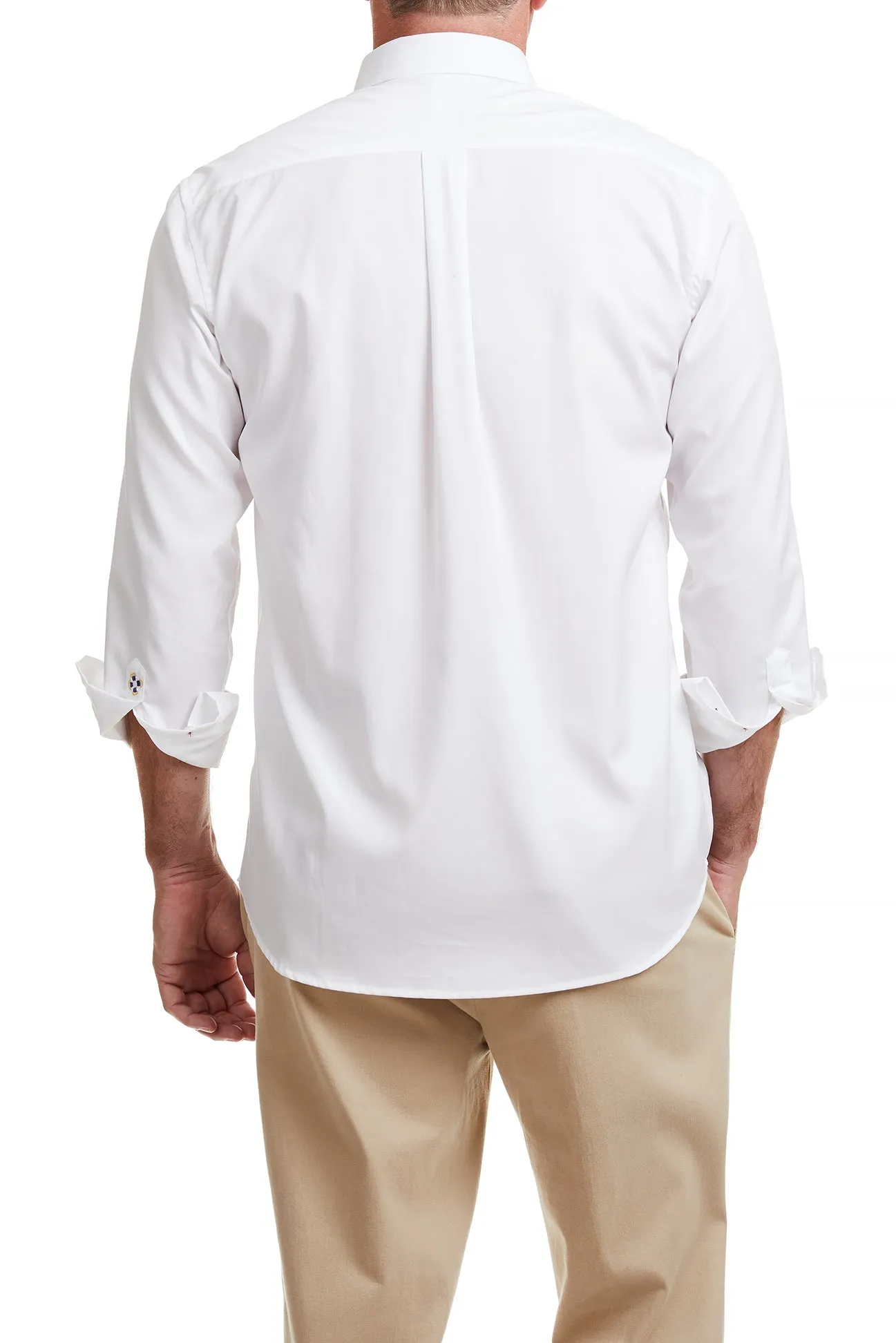 Chase Shirt White with Crimson Grosgrain Trim