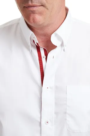 Chase Shirt White with Crimson Grosgrain Trim