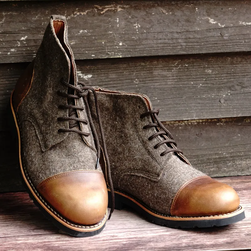 Cho Oyu Burel & Leather Lace-up Boots