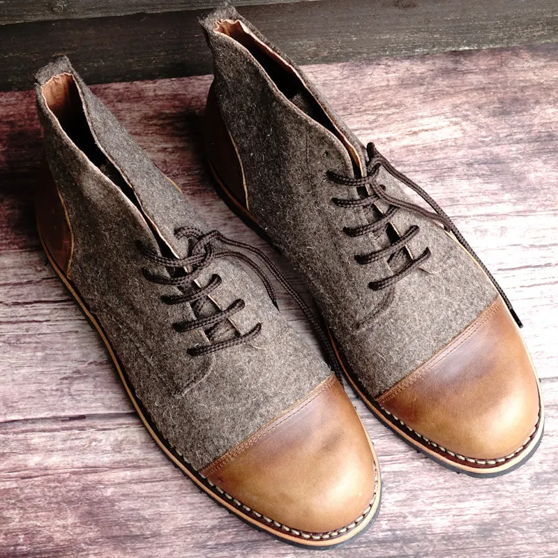 Cho Oyu Burel & Leather Lace-up Boots