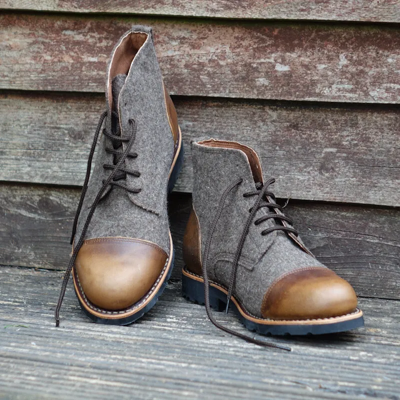 Cho Oyu Burel & Leather Lace-up Boots
