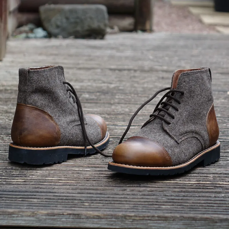 Cho Oyu Burel & Leather Lace-up Boots