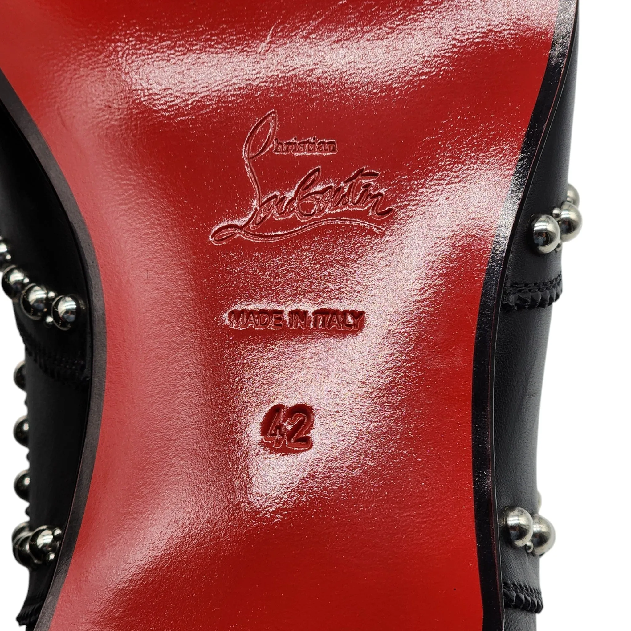 Christian Louboutin Charlie Clou Studded Oxford Shoes - Leather - Black - 42