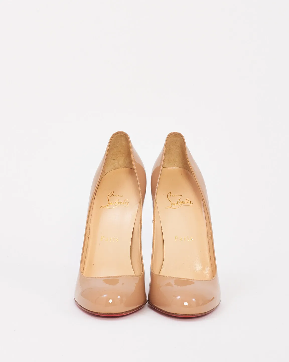 Christian Louboutin Nude Patent Leather Round Toe Pumps - 37