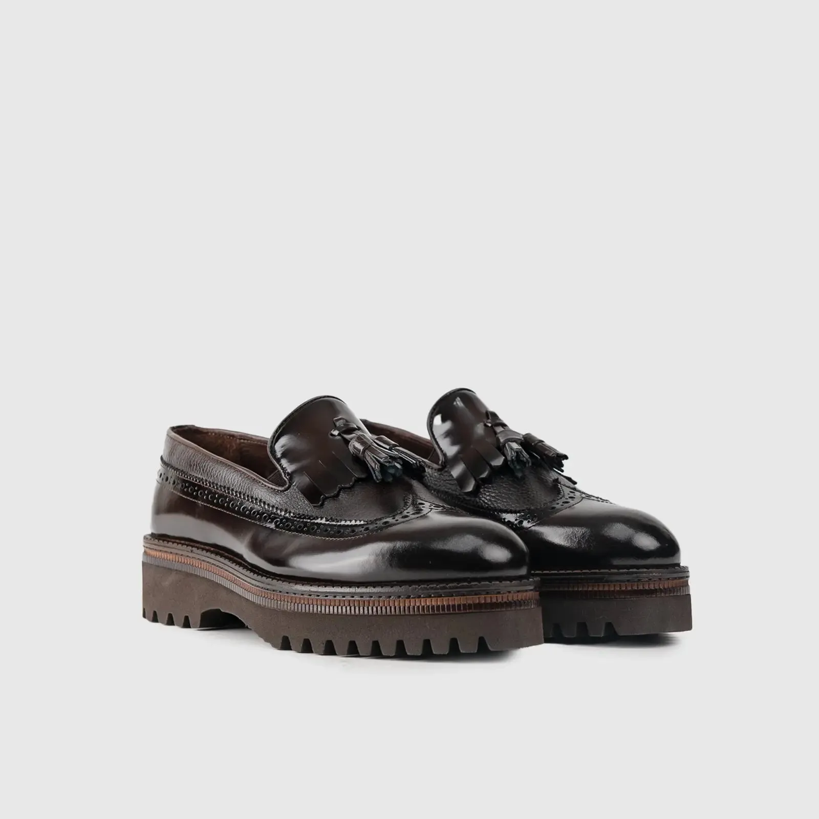 Chunky Sole Dress Loafers 66730 Brown
