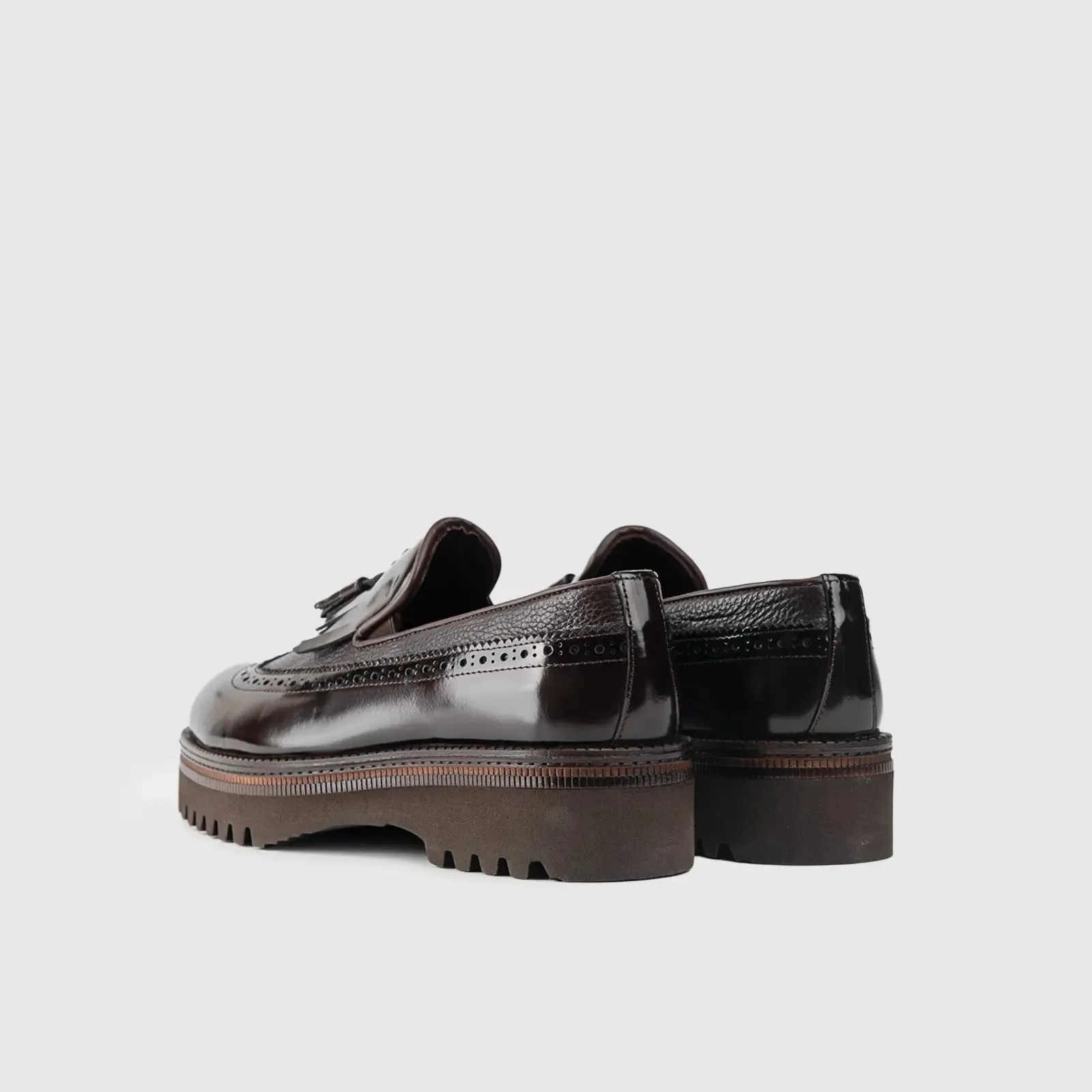 Chunky Sole Dress Loafers 66730 Brown