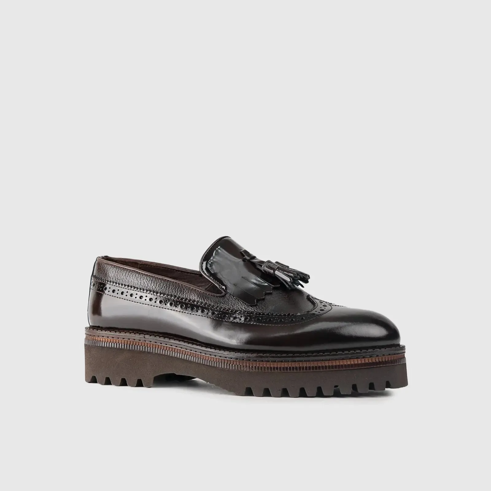 Chunky Sole Dress Loafers 66730 Brown
