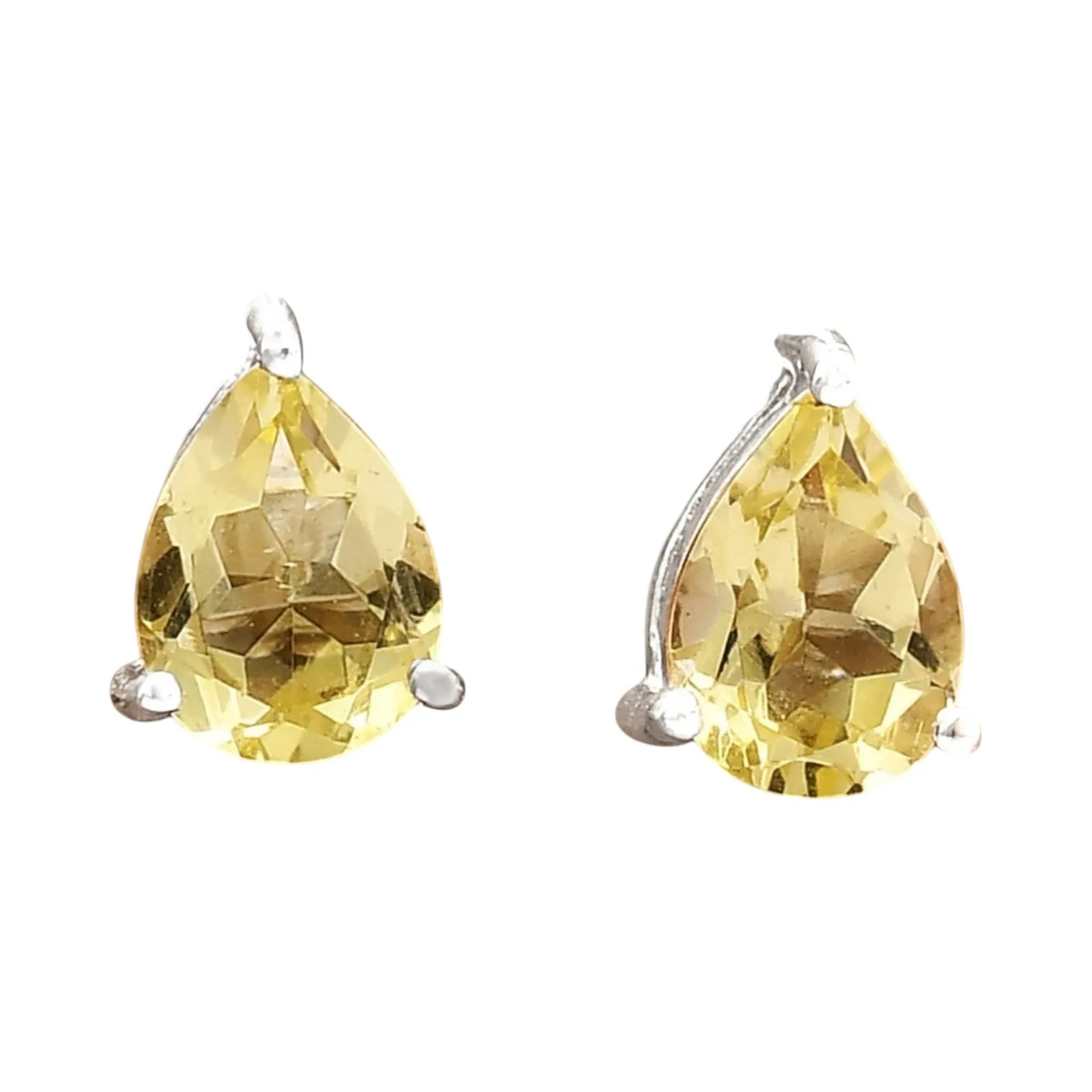 Citrine Solid 925 Sterling Silver stud Earrings