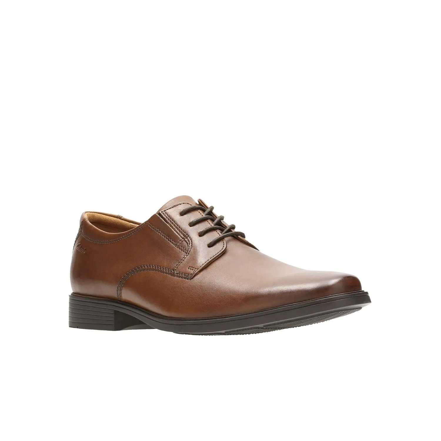 Clarks Tilden Plain - Shoes - Dark Tan Leather - 261300978 - H Width (Wide Fit)