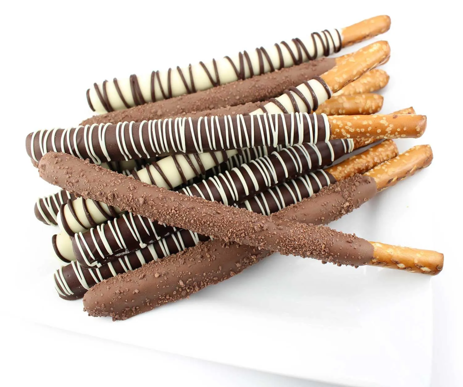 Classic Chocolate and Caramel Pretzel Wands - 12 pcs