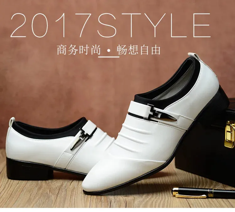 Classic Dress Shoes – Slip-on Black Leather Shoes for Men, Plus Size, Pointed Toe, Business Casual, Formal Shoes for Wedding