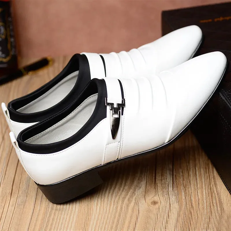 Classic Dress Shoes – Slip-on Black Leather Shoes for Men, Plus Size, Pointed Toe, Business Casual, Formal Shoes for Wedding