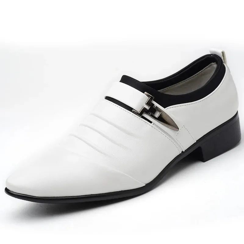 Classic Dress Shoes – Slip-on Black Leather Shoes for Men, Plus Size, Pointed Toe, Business Casual, Formal Shoes for Wedding