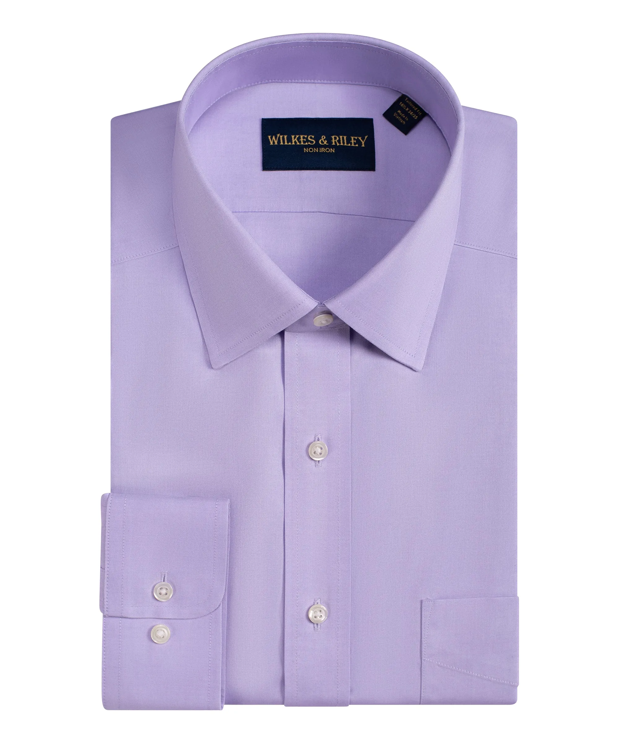 Classic Fit Lavender Spread Collar Collar Non-Iron Pinpoint Oxford Dress Shirt