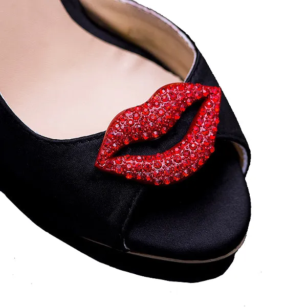 Classic Red Lips Crystal Shoe Clip