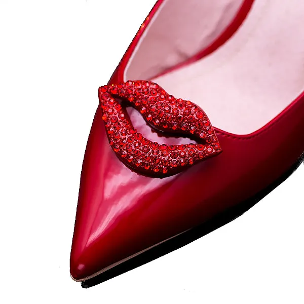 Classic Red Lips Crystal Shoe Clip