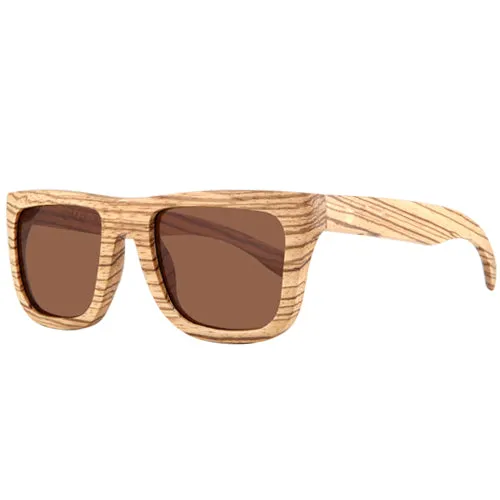 Classic Style Zebrawood Sunglasses  Rectangle Frame Flat