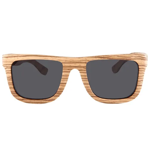 Classic Style Zebrawood Sunglasses  Rectangle Frame Flat