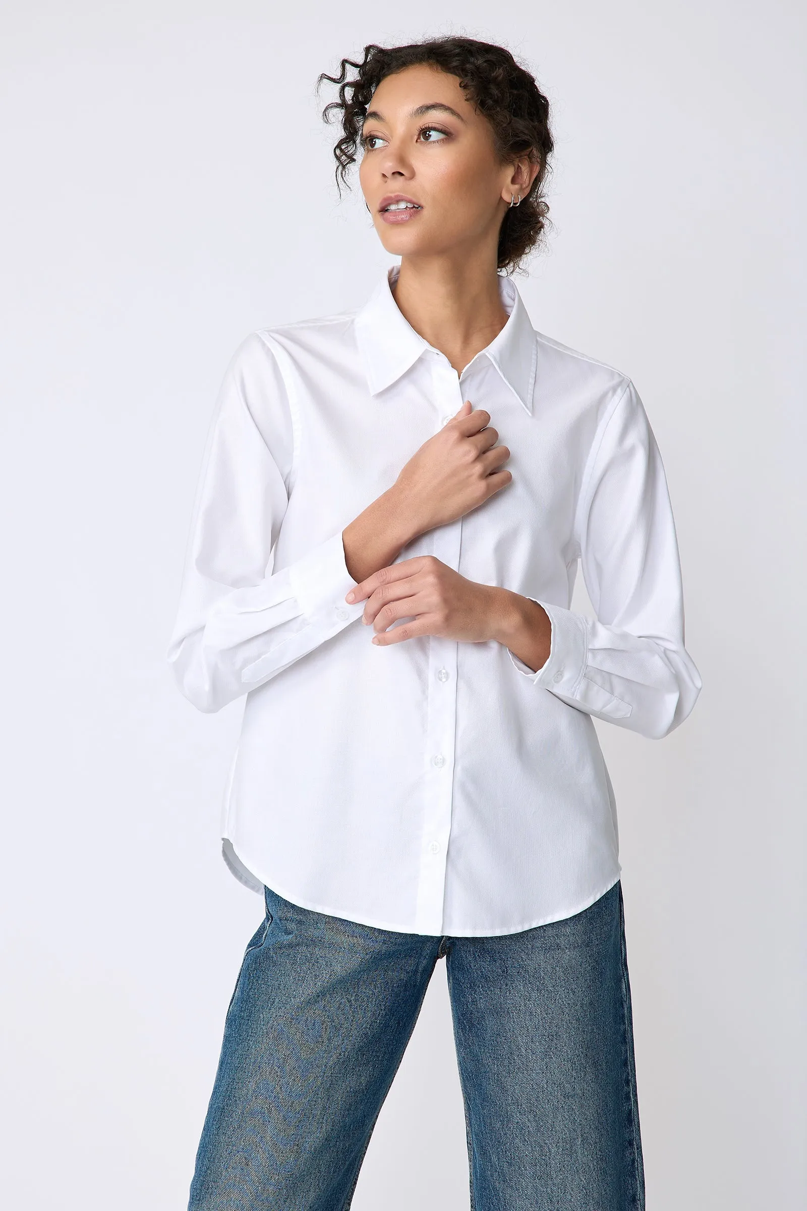 Classic Tailored Shirt - White Pinpoint Oxford