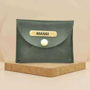 Classy Leather Customized Business-Visitng Card Holder (Olive Green)