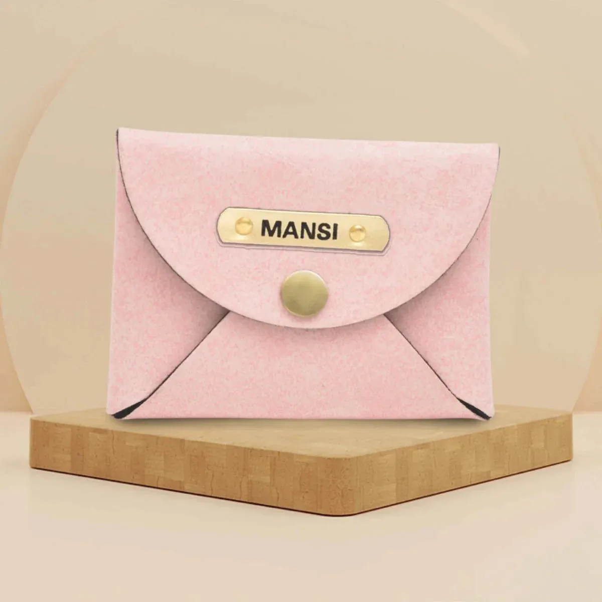 Classy Leather Customized Business-Visitng Card Holder (Pink)