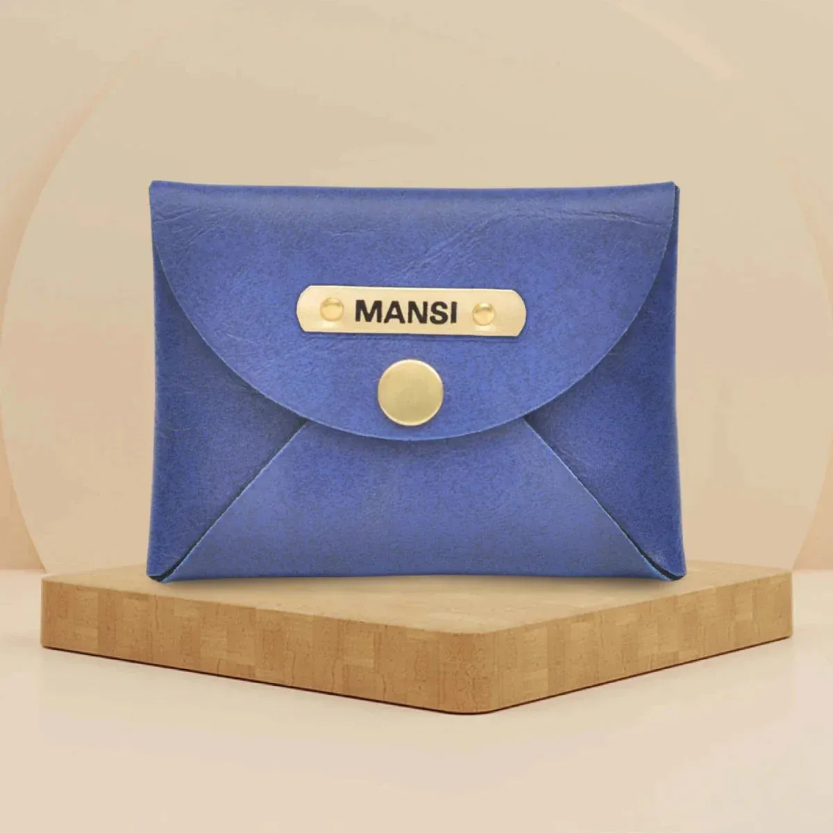 Classy Leather Customized Business-Visitng Card Holder (Royal Blue)